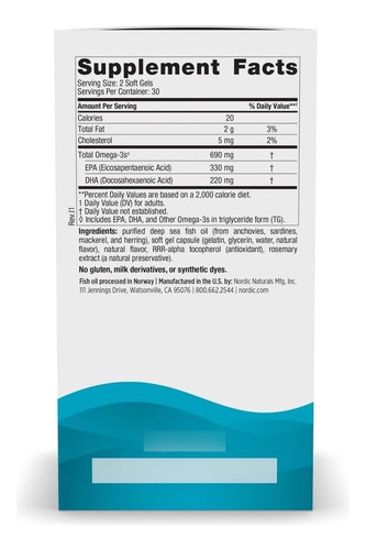 Nordic Naturals Omega 3 Sabor A Limon 60 Cap Limón
