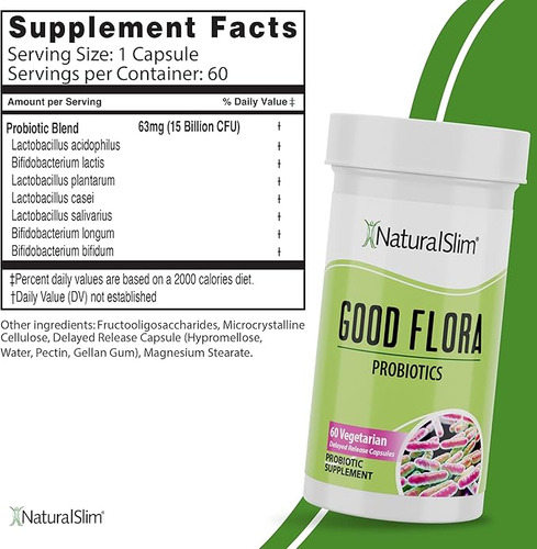Naturalslim Good Flora Probiticos X 60 Capsulas Vegetariano Sabor Sin Sabor