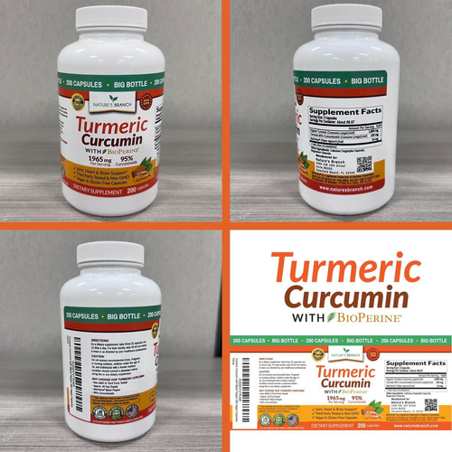 Natures Branch Suplemento Turmeric Curcumin Extracto Pimient Sin Sabor