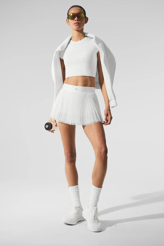 Alo Yoga Pollera Falda Deportiva Mesh Baseline Tennis Blanco Mesh Baseline S - 4
