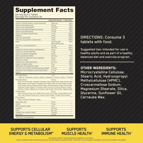 Multivitamínico Diario Opti-men Energía, Defensa Rendimient Sin Sabor