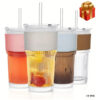 Pack De 2 Vaso De Vidrio Vintage De 20oz Con Tapa Y Sorbete Transparente