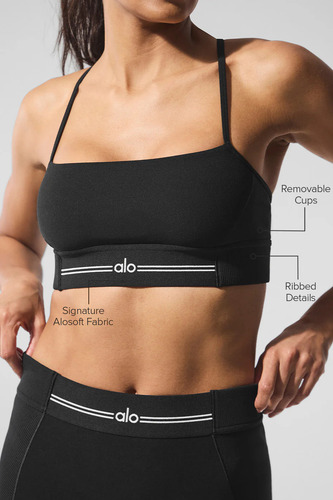 Alo Yoga Corpiño Deportivo Alosoft Relay Top - Original Negro Alosoft Relay L