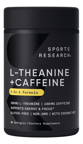 L Theanine + Caffeine 60 Cap - Sports Research Sin Sabor