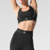 Alo Yoga Top Deportivo Airlift Suit Up Soporte Medio Negro Y Blanco Airlift Suit L