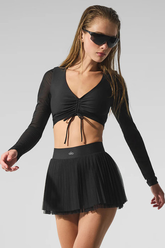 Alo Yoga Pollera Falda Deportiva Mesh Baseline Tennis Negro Mesh Baseline Xl - 16