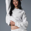 Alo Yoga Remera Ccolade Crew Neck Pullover Suéter De French Blanco French Terry Con Textura Lisa Por Fuera Y Afelpada Por Dentro L - 36