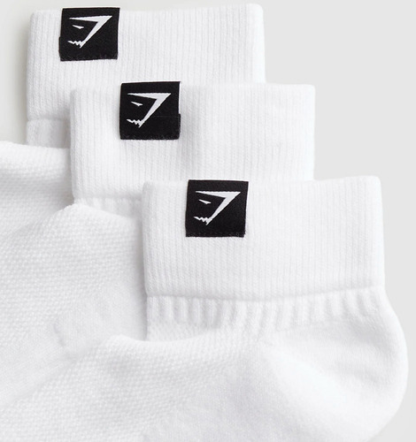 Gymshark Pack De 3 Pares De Medias Blanco Woven Tab Quarter L