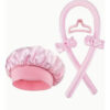 Kit Gorro Saten + Banda Rizadora + Scrunchies Rulos Curly Rosado Satén