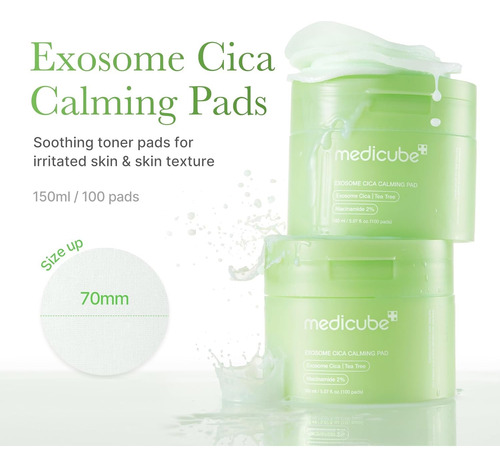 Medicube Tonico Exosome Cica Pad 100pcs - Piel Rosácea Sensible Día/noche