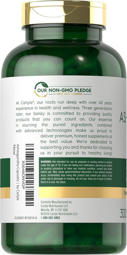 Carlyle Ashwagandha Ultra Concetrada 3000mg Adaptogeno Sin Sabor