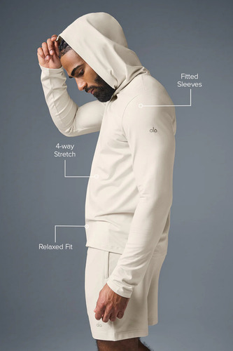 Alo Yoga Remera De Manga Larga Con Capucha Para Hombre Conqu Bone Conquer Reform Long Xl Lisa
