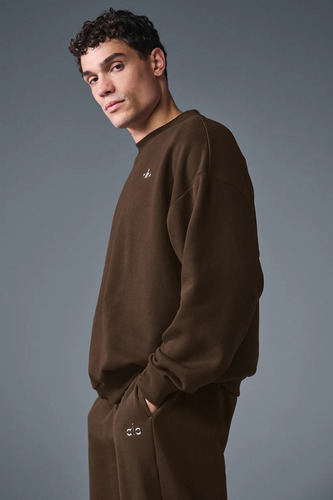 Alo Yoga Buzo Accolade Oversize Unisex Original Algodón S - 4 Marrón Oscuro Accolade Crew Neck