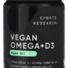 Vegan Omega 3 + Vitamin D3 60 Cap Sports Research Sin Sabor