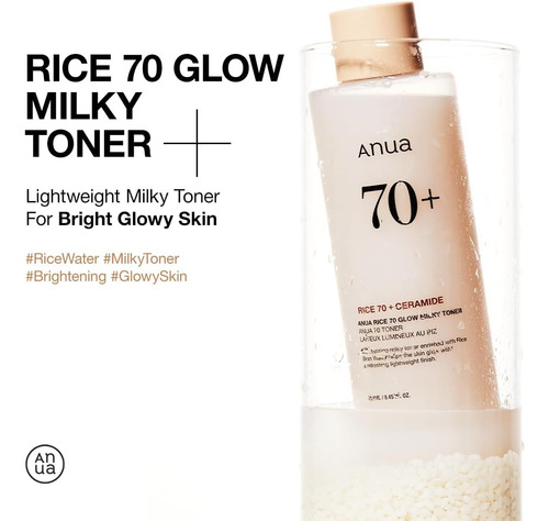 Anua Rice 70 Glow Milky Tonico Refuerza La Barrera Cutánea Todo Tipo De Piel Día/noche