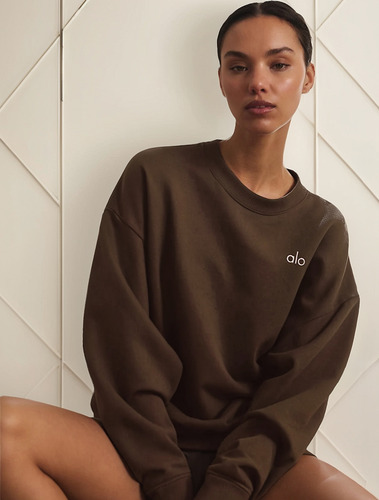 Alo Yoga Campera Accolade Crew Neck Buzo Marrón Oscuro M - 8 Accolade Crew Neck