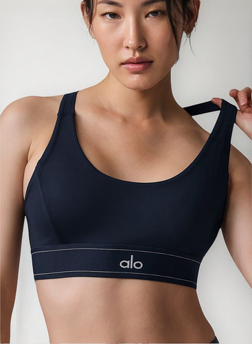 Alo Yoga Top Deportivo Airlift Suit Up Soporte Medio Azul Oscuro Airlift Suit S