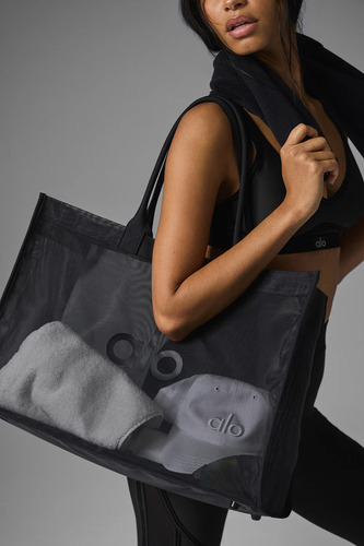 Alo Yoga Totebag 100% Nylon Malla Semitransparente Negro