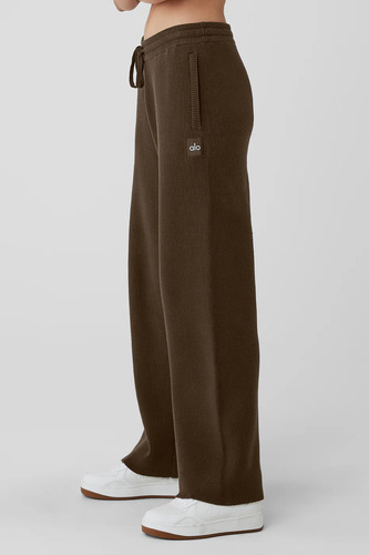 Alo Yoga Pantalon Recto Oversized - Original Marrón Oscuro Scholar Straight M - 8