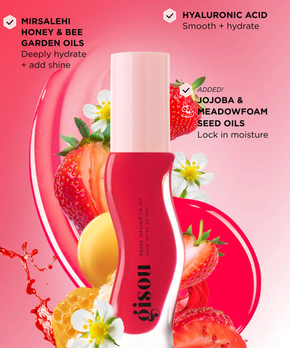 Gisou Honey Inflip Labial Gloss Hidratación Natural Y Brillo Strawberry Sorbet