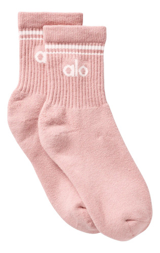 Alo Yoga Medias Unisex Halfcrew Throwback Color Smoky Quartz Rosa Claro Logo M