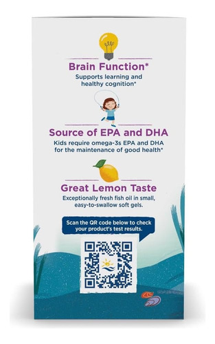 Aceite De Pescado Omega 3s Nordic Natural Niños X 180 Caps Limón