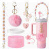 Accesorios Siliconapara Vasos Stanley Llaveros Rosa Brillos Rosa Con Brillos