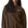 Alo Yoga Remera Ccolade Crew Neck Pullover Suéter De French Marrón Oscuro French Terry Con Textura Lisa Por Fuera Y Afelpada Por Dentro M - 34