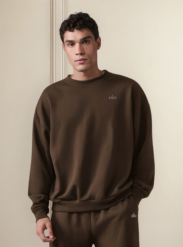 Alo Yoga Buzo Accolade Oversize Unisex Original Algodón S - 4 Marrón Oscuro Accolade Crew Neck
