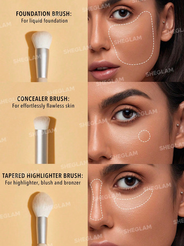 Sheglam Face Essentials Brush Set With Bag - Brochas Nude