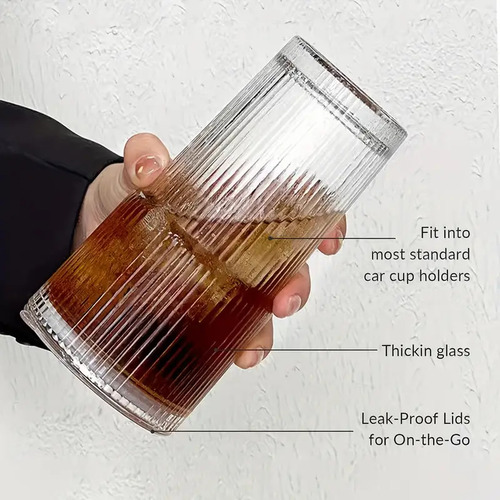 Pack De 2 Vaso De Vidrio Vintage De 20oz Con Tapa Y Sorbete Transparente