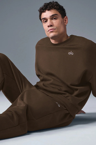 Alo Yoga Buzo Accolade Oversize Unisex Original Algodón S - 4 Marrón Oscuro Accolade Crew Neck
