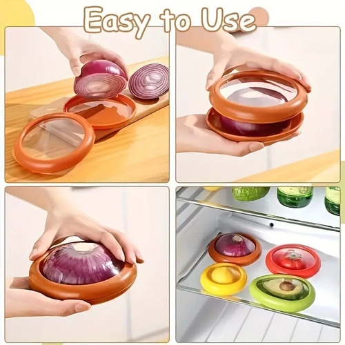 Set X4 Tapa Reutilizable Hermética De Silicona Para Verduras Multicolor Lisa