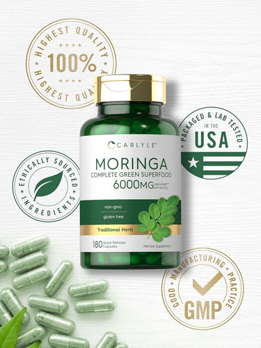 Carlyle Moringa Oleifera 6000mg 180 Capsulas Sin Sabor