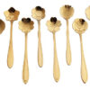 Set X8 Cucharitas Doradas Florales En Acero Inoxidable Gold