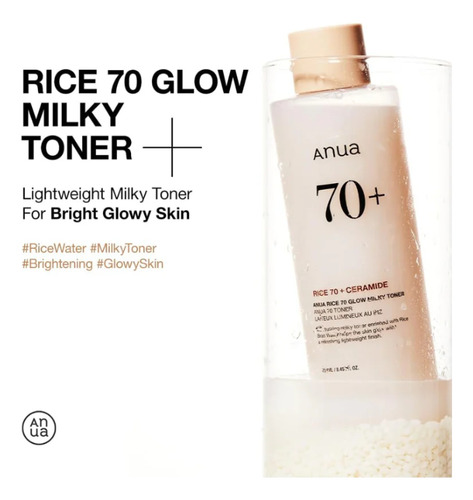 Anua Rice 70 Glow Milky Toner 250ml- Tónico Facial Momento De Aplicación Día/noche Tipo De Piel Todo Tipo De Piel