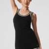 Alo Yoga Vestido Deportivo Tennis Club Sweaters 100% Algodón Negro Ribetes Canalé M - 8