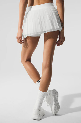 Alo Yoga Pollera Falda Deportiva Mesh Baseline Tennis Blanco Mesh Baseline L - 12