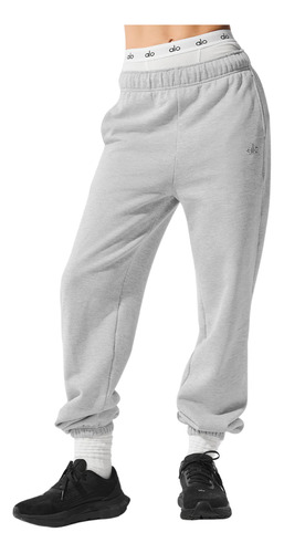 Alo Yoga Pantalón Jogger Deporti Accolade Sweatpant Unisex Gris Claro French Terry M - 8