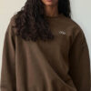 Alo Yoga Remera Ccolade Crew Neck Pullover Suéter De French Marrón Oscuro French Terry Con Textura Lisa Por Fuera Y Afelpada Por Dentro S - 32