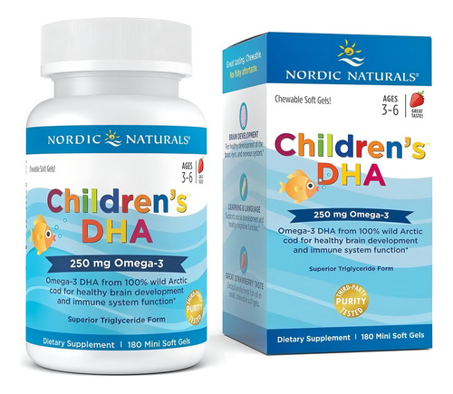 Children's Dha, Fresa, 250 Mg, 180 Minigeles Blandos Eua Sabor Morango