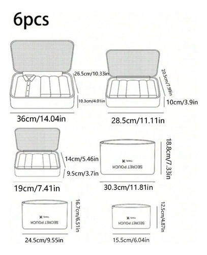 Organizadores De Equipaje Suntribe - Set De 6 Bolsa De Viaje Gris