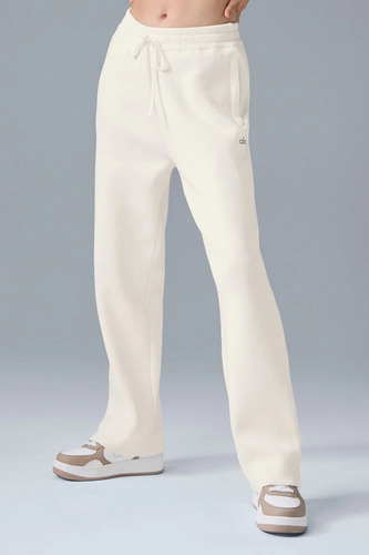 Alo Yoga Pantalon Recto Oversized - Original Beige Scholar Straight S - 4