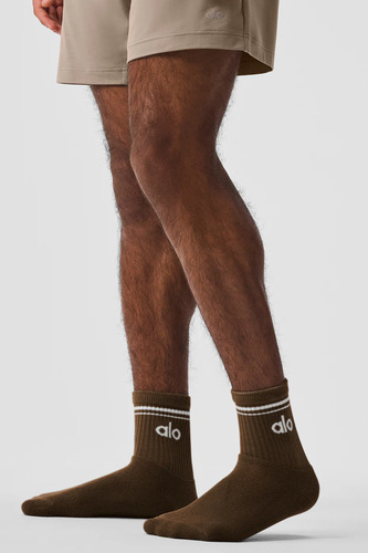 Alo Yoga Medias Unisex Half-crew Throwback Sock Color Beige Marrón Oscuro Throwback L