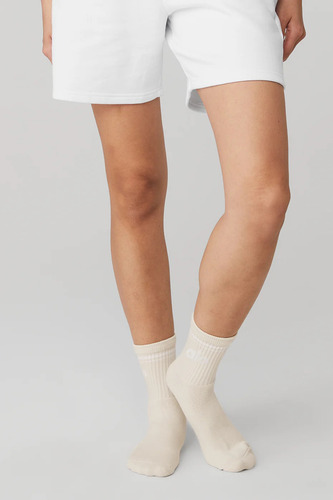 Medias Alo Yoga Originales Throwback Sock Beige Bone/white M