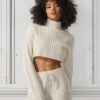 Alo Yoga Buzo Cable Knit Suéter Tejido De Corte Cropped M - 8 Blanco Cropped Winter