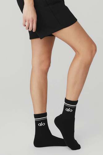 Medias Alo Yoga Originales Throwback Sock Negro Black & White M