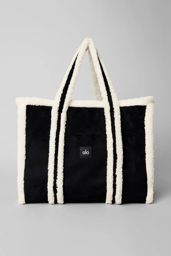 Alo Yoga - Bolsa Tote Winterfun Suave Tejido Tipo Gamuza Negro Y Blanco Tejido Tipo Gamuza Acabado Suede-like Metálicos En Acabado Plateado Mate Negro