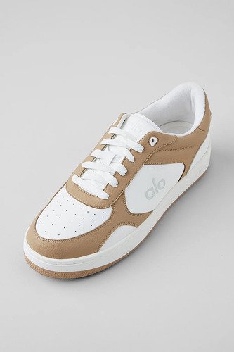 Alo Yoga Zapatillas Deportivas - Casual Recovery Mode Sneake Blanco Y Marron Cuero Vegano Faux Leather 40 Ar