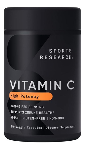Vitamina C - 1 Gramo X 240 Capsulas Veganas - Made In Usa Sabor Sin Sabor